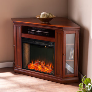 Electric fireplace curio cabinet w/ corner convenient functionality Image 3