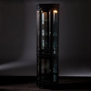 Space saving, lighted corner design curio with mirrored back Image 5