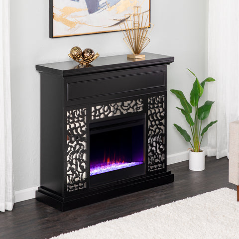 Image of Modern electric fireplace w/ mirror accents Image 10