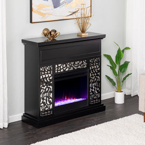 Modern electric fireplace w/ mirror accents Image 10