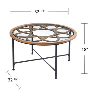 Round coffee table with inset glass top Image 7