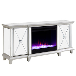 Mirrored media fireplace with storage cabinets and color changing firebox Image 4