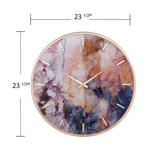 Image of Watercolor printed clock face accented with a gold frame Image 7