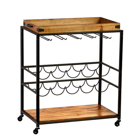 Image of Kitchen cart with wine rack and glassware storage Image 4