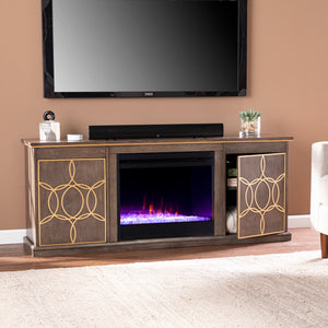 Low-profile media console w/ color changing fireplace Image 2