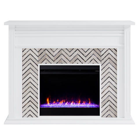 Image of Fireplace mantel w/ authentic marble surround Image 4