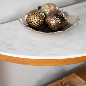 Faux marble top console table w/ display storage Image 2