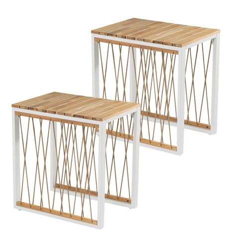 Image of Pair of slatted outdoor end tables Image 3