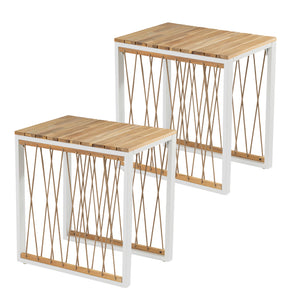 Pair of slatted outdoor end tables Image 3