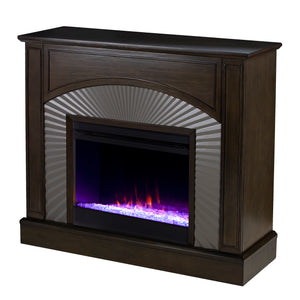 Two-tone electric fireplace w/ textured silver surround Image 6