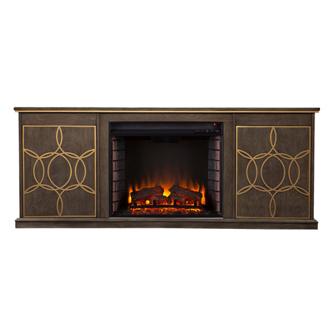 Low-profile media console w/ electric fireplace Image 2