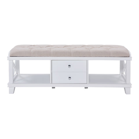 Image of Wyndcliff White Upholstered Storage Bench