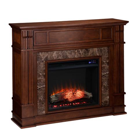 Image of Electric media fireplace w/ faux granite surround Image 5