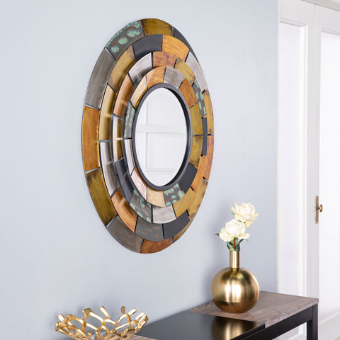 Round wall mirror with multicolor frame Image 1