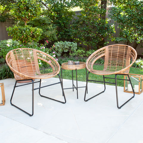 Image of 3-piece conversation set with 2 modern outdoor chairs and 1 end table Image 1
