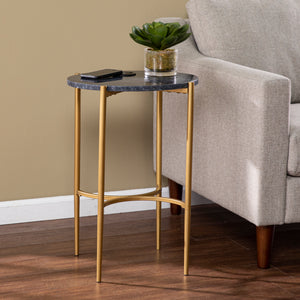 Marble-top accent table w/ wireless charging station Image 1