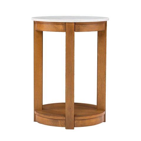 Image of Faux marble top end table w/ display storage Image 4