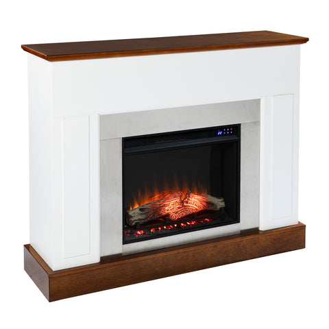 Image of Sleek electric fireplace with metallic surround Image 3