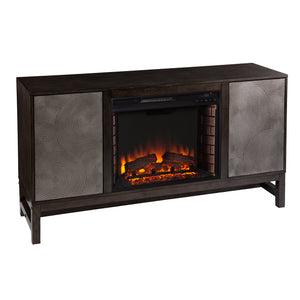 Fireplace media console w/ textured doors Image 5