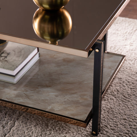 Image of Rectangular cocktail table with display storage Image 2