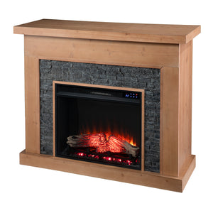 Touch screen electric fireplace w/ faux stone surround Image 5