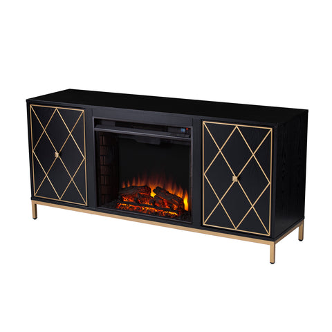 Image of Electric media fireplace w/ modern gold accents Image 8