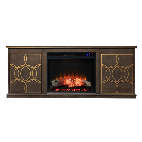 Image of Low-profile media console w/ electric fireplace Image 2