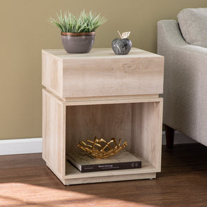 Storage end table with charging station Image 1