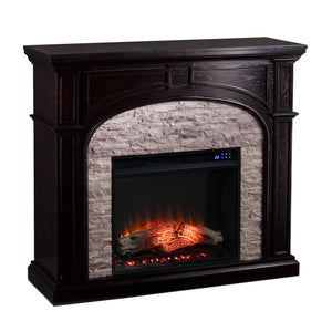 Electric fireplace w/ stacked stone surround Image 3