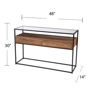 Industrial console table w/ glass top Image 8