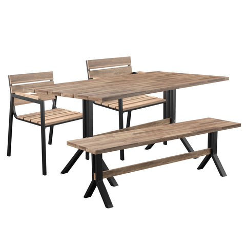 Image of Outdoor dining set with 2 benches Image 9