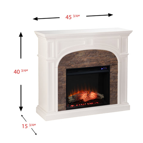 Image of Electric fireplace w/ stacked stone surround Image 6