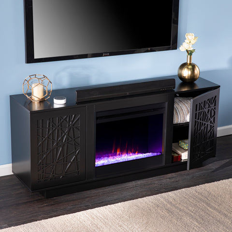 Image of Low-profile media cabinet w/ color changing fireplace Image 2