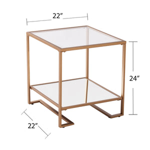 Square glass and mirror side table w/ open shelf Image 7