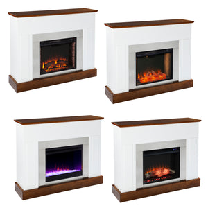 Electric fireplace with color changing flames and metal surround Image 8