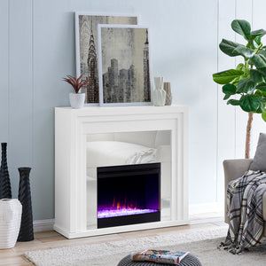 Mixed material fireplace mantel w/ mirrored surround Image 3