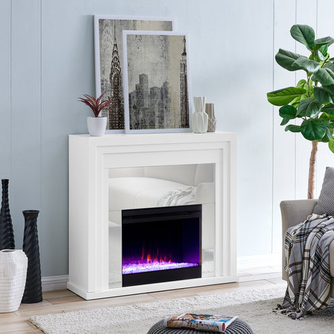 Image of Stadderly Contemporary Mirrored Color Changing Fireplace