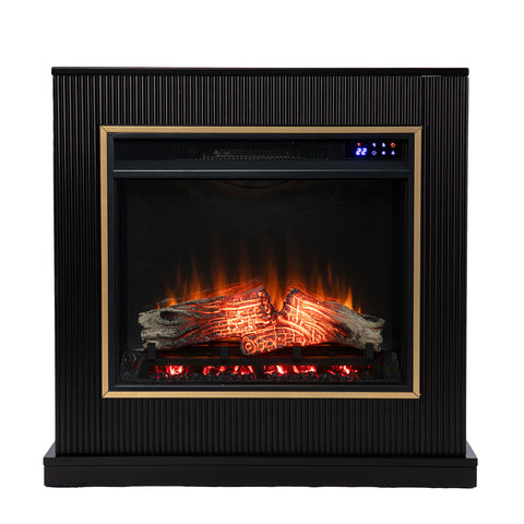 Image of Modern electric fireplace w/ gold trim Image 3