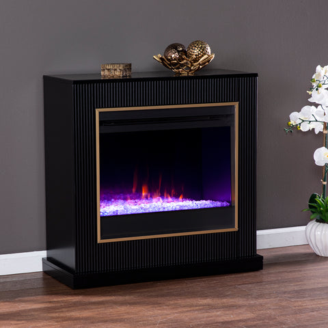 Image of Modern electric fireplace w/ color changing flames Image 1