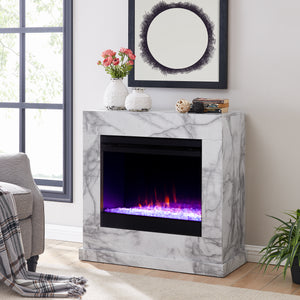 Faux marble fireplace mantel w/ color changing firebox Image 3