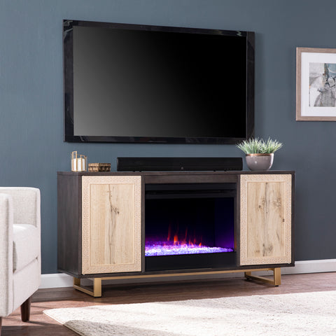 Image of Color changing electric fireplace w/ media storage Image 1