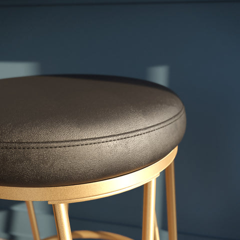 Image of Modern stool w/ faux leather seat Image 4