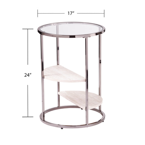 Image of Round accent table w/ display shelves Image 10