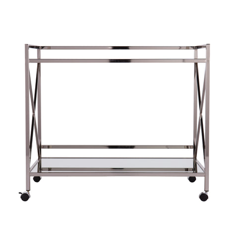 Image of Glass-top bar cart w/ wheels Image 3