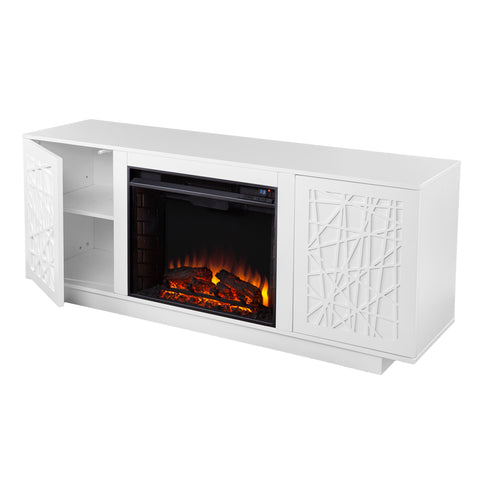 Image of Low-profile media cabinet w/ electric fireplace Image 6
