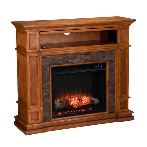 Image of Electric fireplace w/ faux river stone surround Image 5