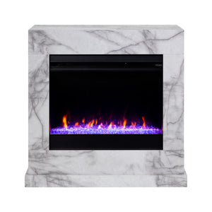Faux marble fireplace mantel w/ color changing firebox Image 4