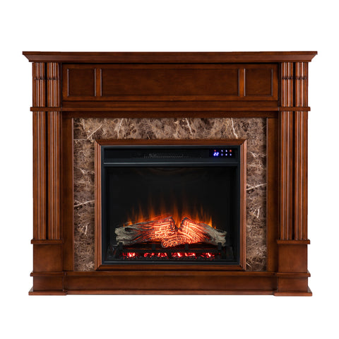 Image of Electric media fireplace w/ faux granite surround Image 4