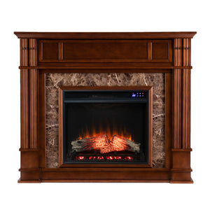 Electric media fireplace w/ faux granite surround Image 4