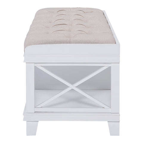 Image of Wyndcliff White Upholstered Storage Bench